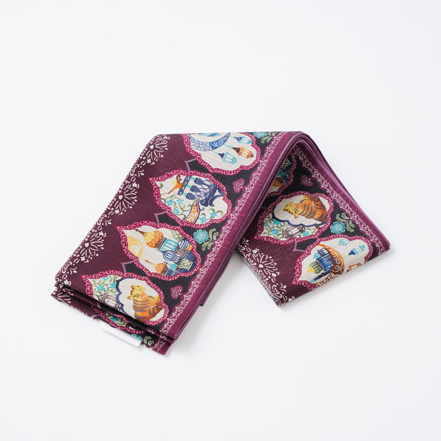 【召しませ花】半幅帯《魔法のランプ》パープル|リバーシブル仕立て/