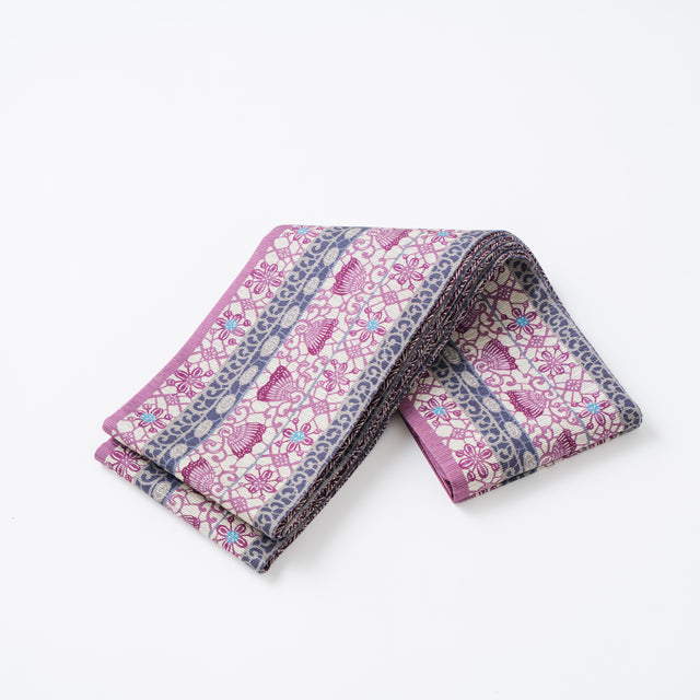 【召しませ花】半幅帯《魔法のランプ》パープル|リバーシブル仕立て/