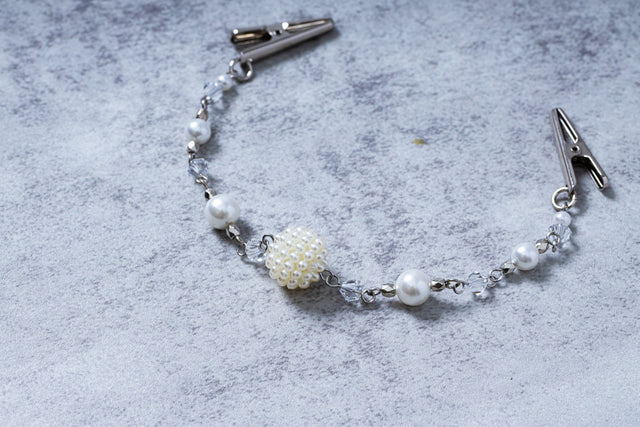 パールビーズの羽織紐 | 上品な輝きとエレガントなデザイン【クリップタイプ・日本製】