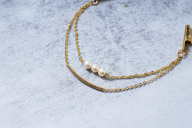 パールビーズの羽織紐 | 上品な輝きとエレガントなデザイン【クリップタイプ・日本製】