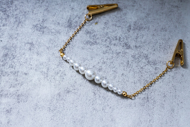 パールビーズの羽織紐 | 上品な輝きとエレガントなデザイン【クリップタイプ・日本製】