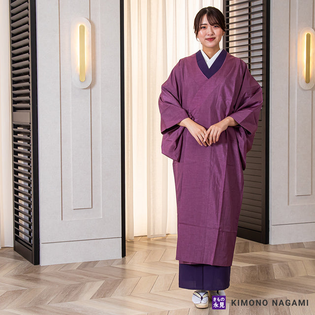 きもの用レインコート - 和装アップルコート 紅紫色