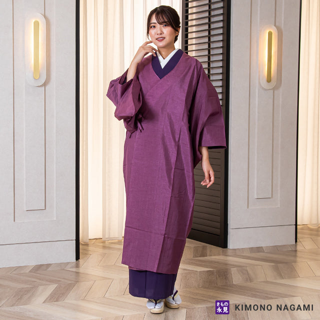 きもの用レインコート - 和装アップルコート 紅紫色