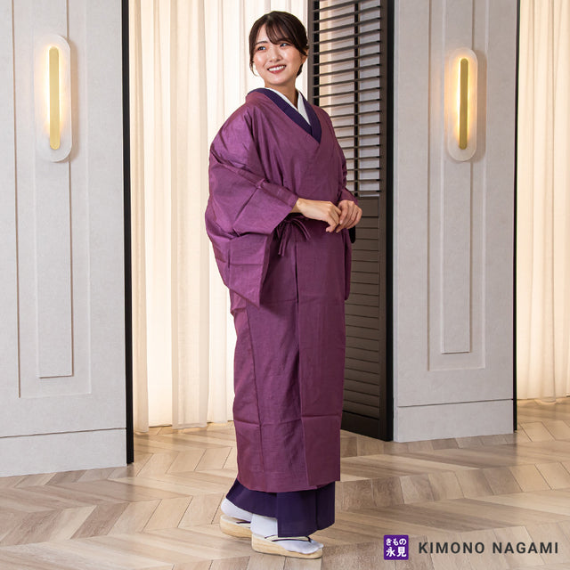 きもの用レインコート - 和装アップルコート 紅紫色