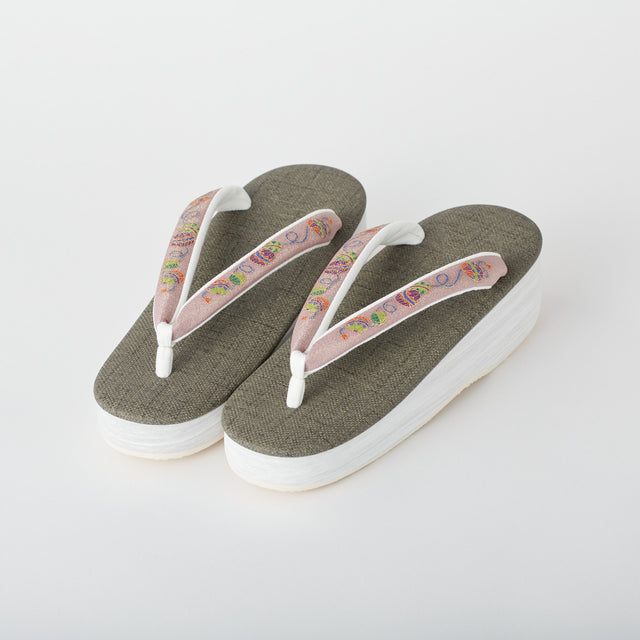 カレンブロッソ カフェ草履 菱屋×岡重 ヒール 5.0cm M まり