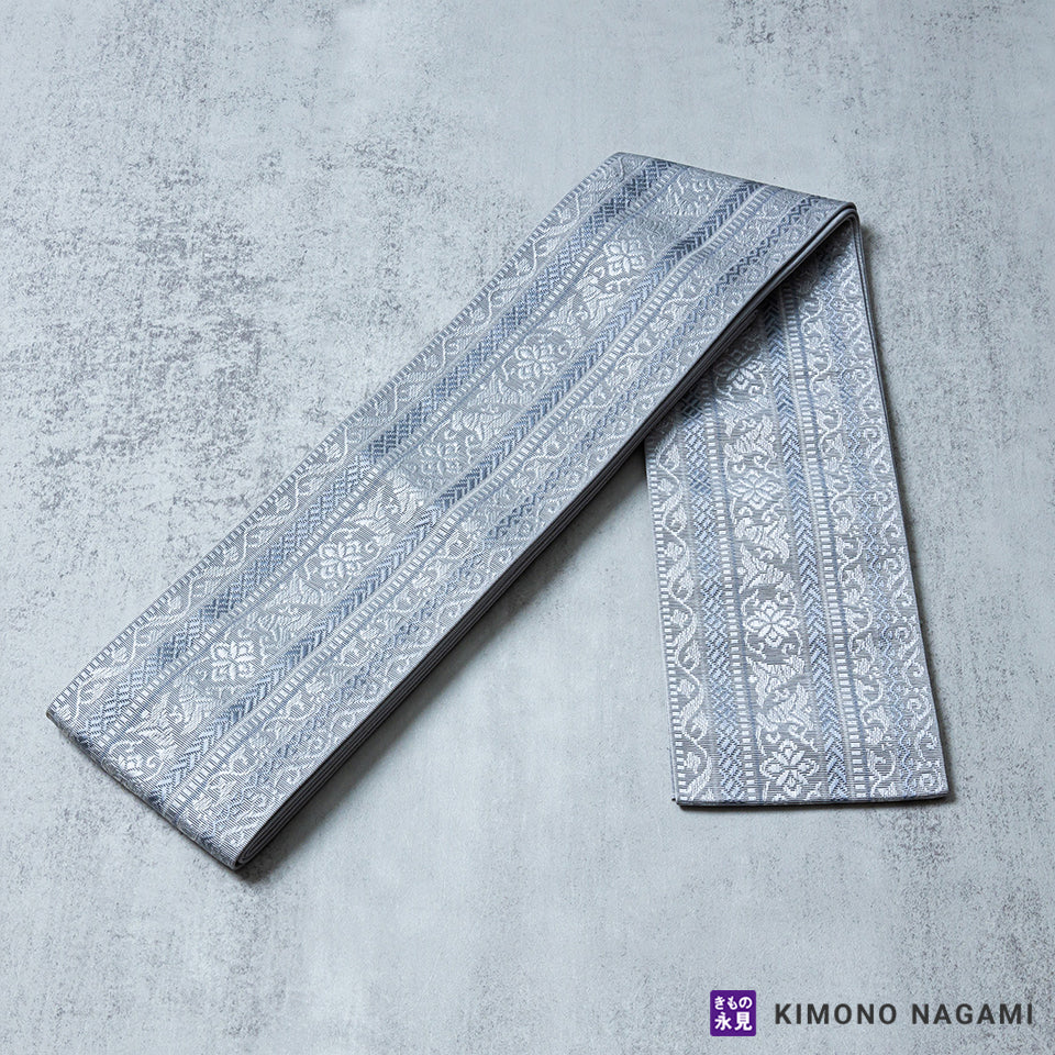 男帯 角帯 リバーシブル 紬 横縞織模様 青壁色 濃花色 N-1048 