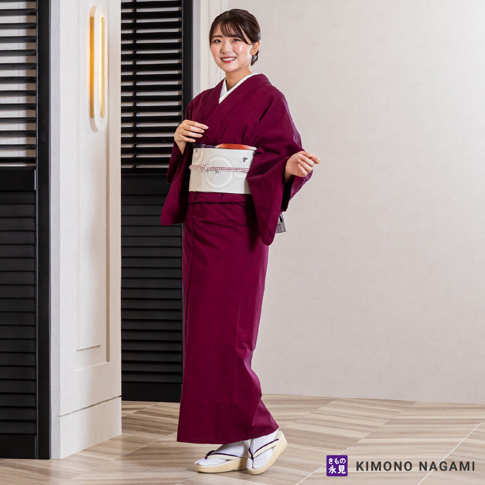 久留米絣│お仕立て上がり 洗える木綿きもの │フリーサイズ 赤と濃紺 