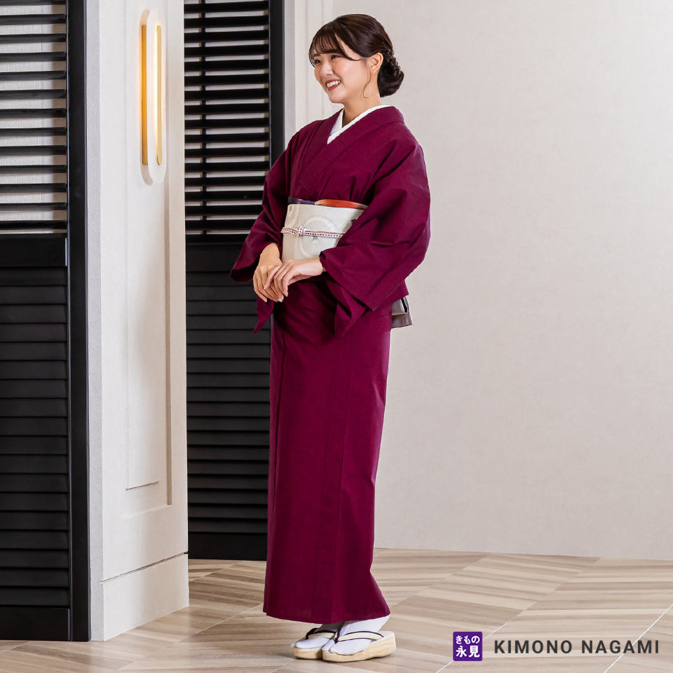 久留米絣│お仕立て上がり 洗える木綿きもの │フリーサイズ 赤と濃紺 