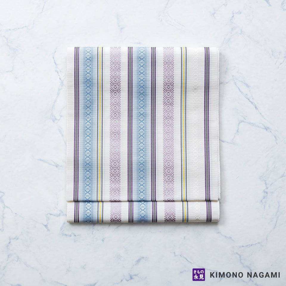 博多織】 特選博多織八寸名古屋帯 「変り献上」 選べるお色柄！ 伝統柄をモダンに着こなす。 単衣や浴衣にも！ |  京都きもの市場【日本最大級の着物通販サイト】 名古屋帯 博多織 抽象織模様 献上柄 KO-1599