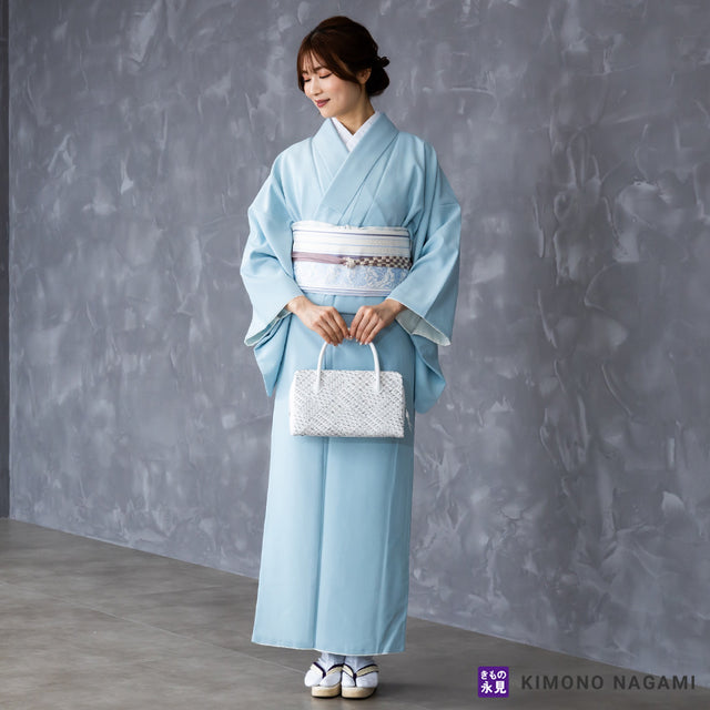 利休バッグ 大倉織物 琥珀織 シルバー