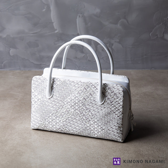 利休バッグ 大倉織物 琥珀織 シルバー