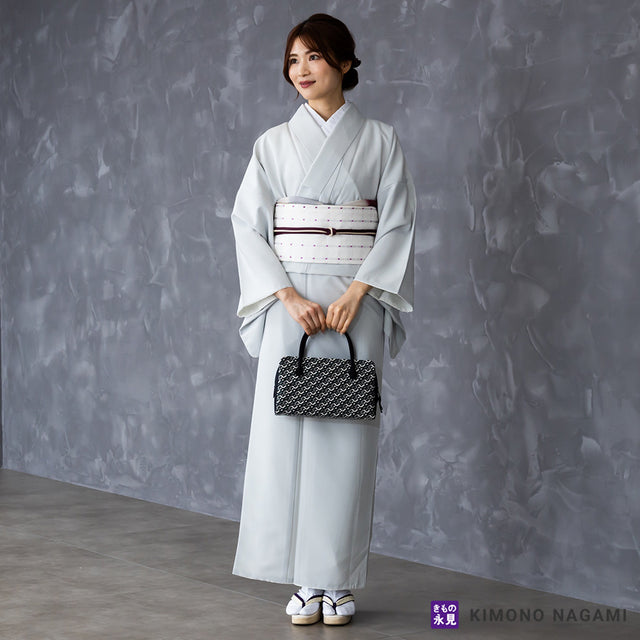 利休バッグ 琥珀織 鱗柄 黒