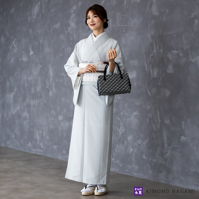 利休バッグ 琥珀織 鱗柄 黒