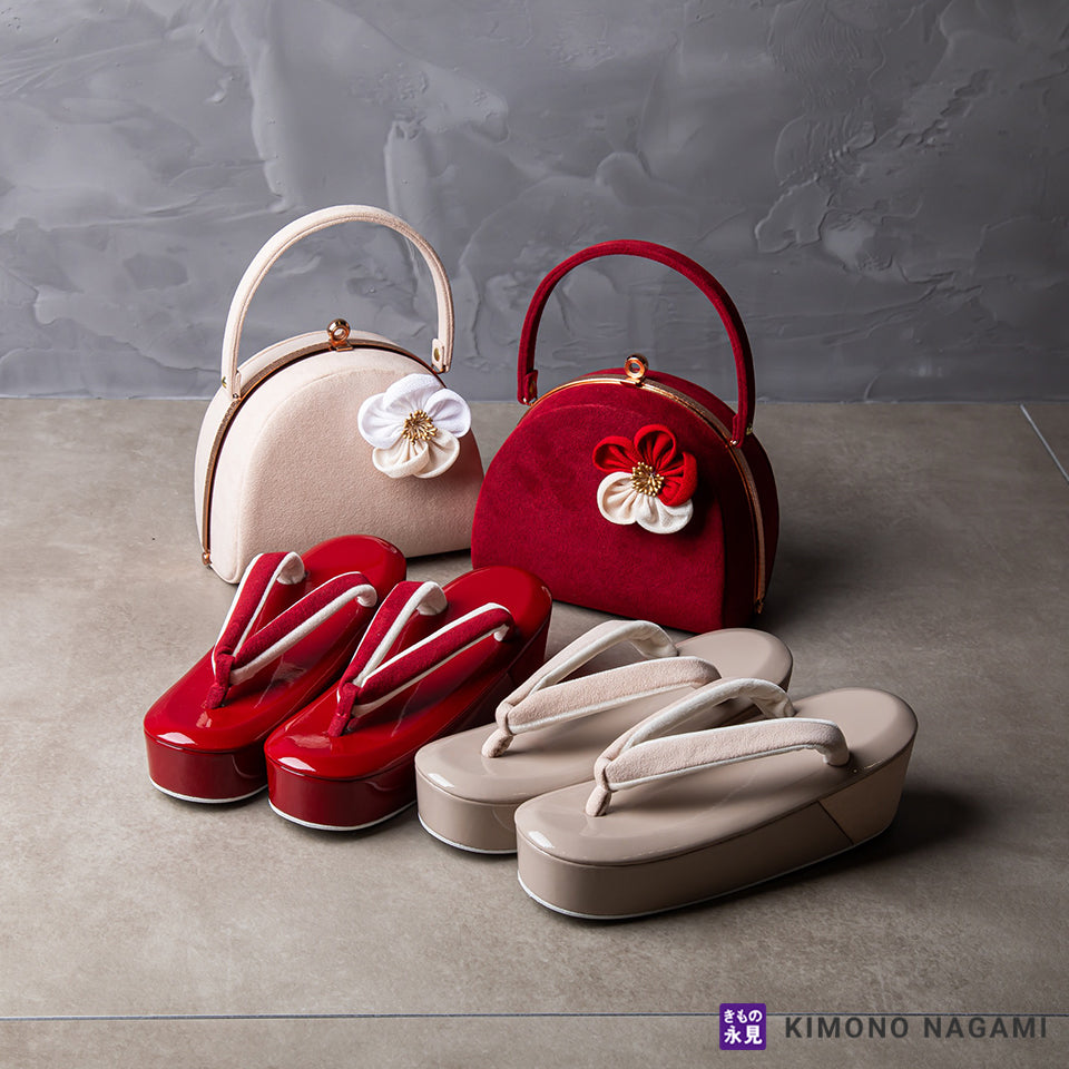 草履バッグ 振袖用 エナメル レディース フリーサイズ セット 【 草履 バッグ 和装小物 女性 婦人 2点セット 振袖 成人式 卒業式 20歳  二十歳 フォーマル 結婚式 パーティー F 黒 白 赤 無地 バイカラー ツートン ラインストーン 】 - 【着物と和の暮らしのお店 ☆バッグ＆草履☆エナメル 着物用 ２点セット