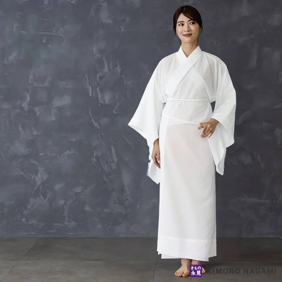 き楽っく 長襦袢 白 夏用 【衿秀公式正規品】替え袖マジックテープで裄も微調整。洗える“うそつき長襦袢”