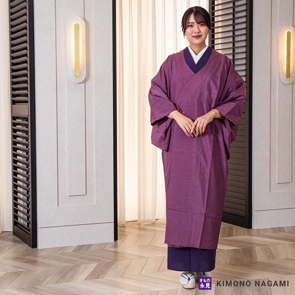 きもの用レインコート - 和装アップルコート 紅紫色 – きもの永見公式