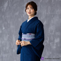阿波しじら織│お仕立て上がり 木綿 夏着物 │フリーサイズ 濃藍の無地