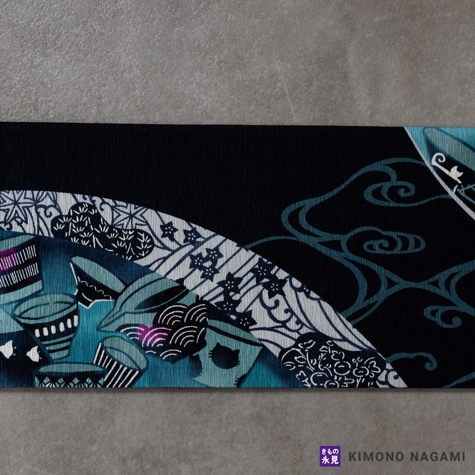 キリバミ 半幅帯 半幅帯 WA・KKA 月見て一杯 濃藍 – きもの永見‐ONLINESHOP