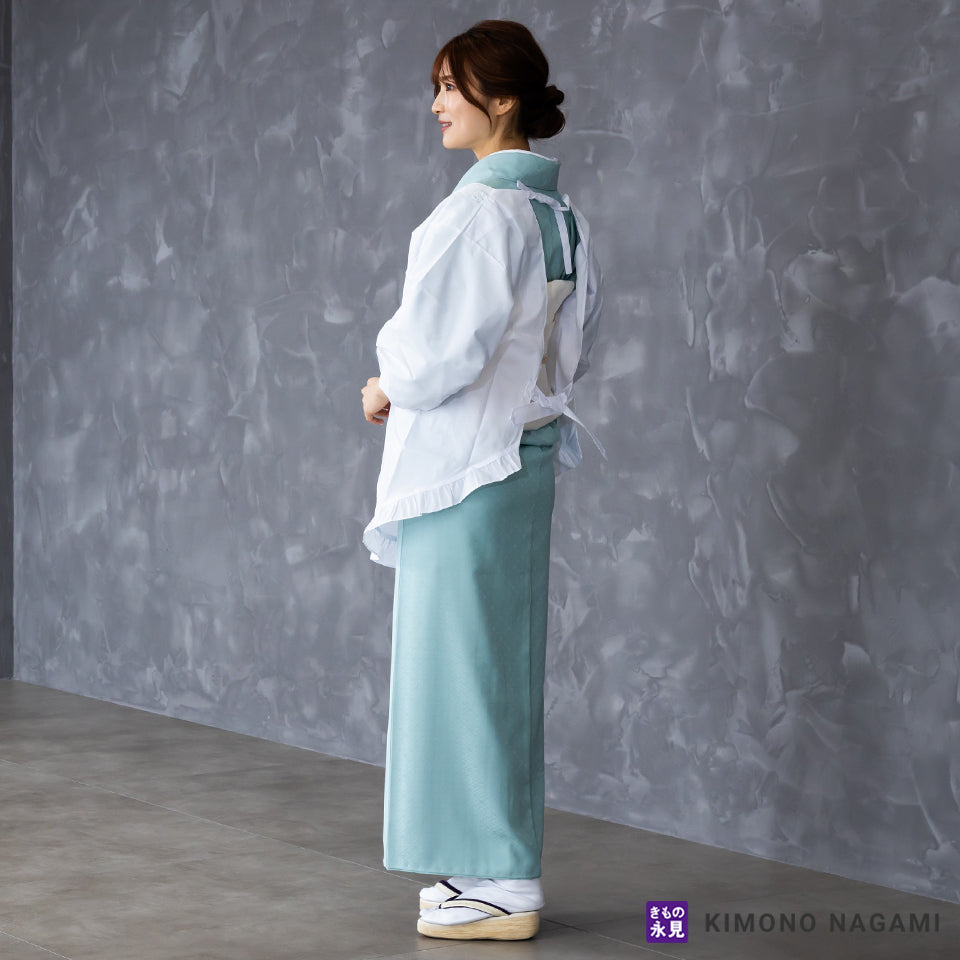 和装用割烹着｜ショート丈＆ロング丈選べる5サイズ｜白いレース衿が