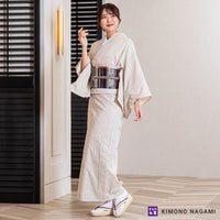 久留米絣│お仕立て上がり 洗える木綿きもの │フリーサイズ 生成りに茶格子