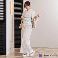 久留米絣│お仕立て上がり 洗える木綿きもの │フリーサイズ 生成りに茶格子