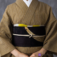 京袋帯 正絹 WAKKA 月とスッポン 茶 仕立て上がり｜きもの永見