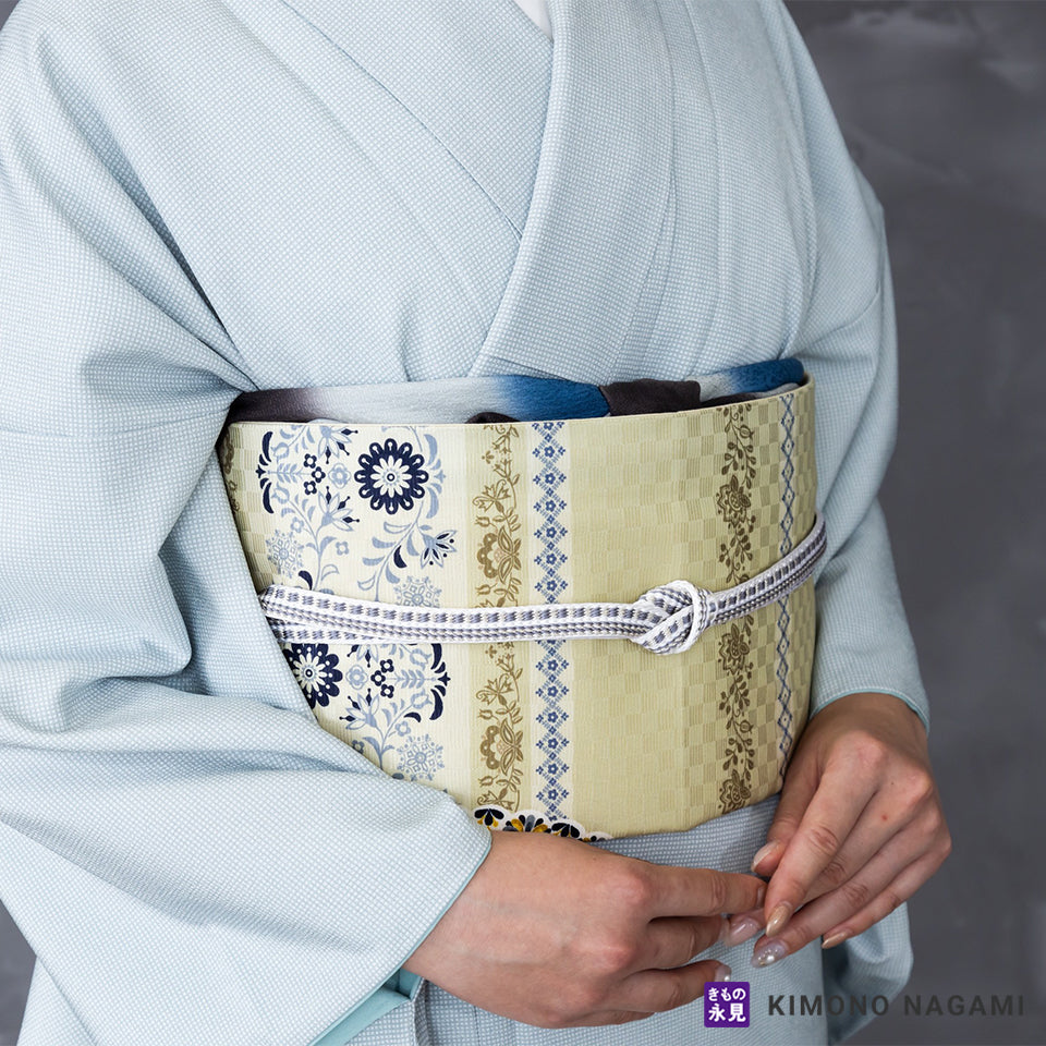 召しませ花 お仕立て上がり京袋帯 ポルスカフラワーデザイン 絹