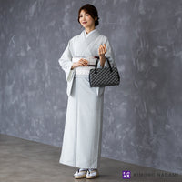 利休バッグ　琥珀織　鱗柄　黒
