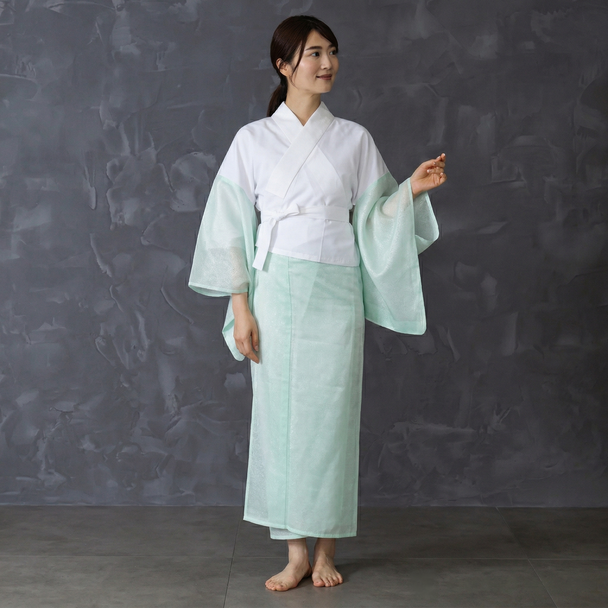 き楽っく  ひんやり premium プレミアム 長襦袢 【衿秀公式正規品】替え袖マジックテープで裄も微調整。洗える“うそつき長襦袢”